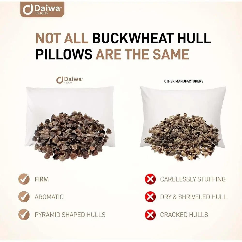 Daiwa Felicity Organic Buckwheat Pillow for Sleeping with Pillow Case